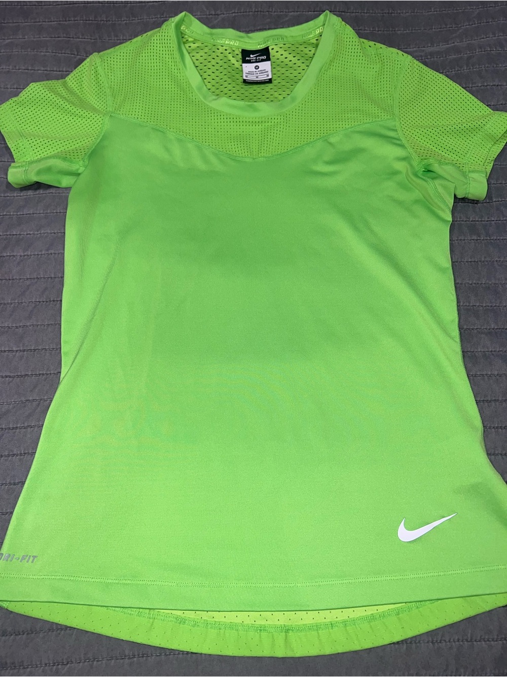 Nike Women’s Dri-FIT Short Sleeve Top with Mesh back- Lime Green